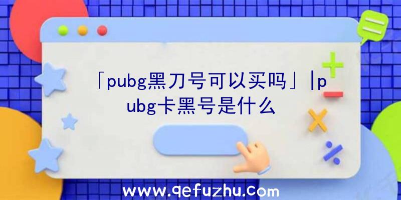 「pubg黑刀号可以买吗」|pubg卡黑号是什么